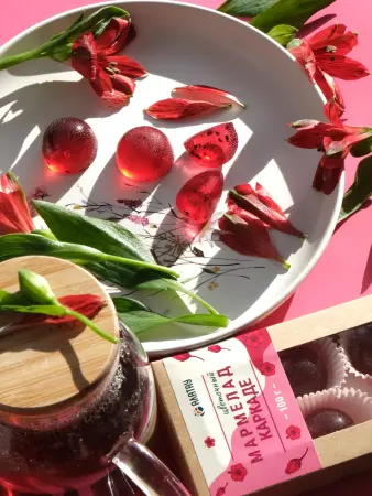 Мармелад цветочный Каркаде в крафтовой упаковке 100 г Мармелад цветочный Каркаде в крафтовой упаковке 100 г